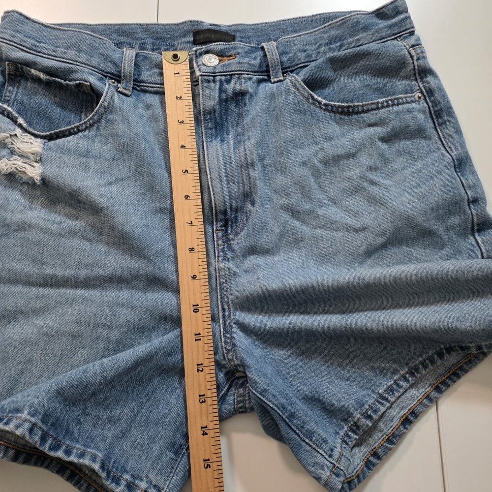 Uniqlo Blue Denim Short Women 32 Cotton Beach Hippie Cottage Casual Zip Fly Boho - Picture 6 of 14